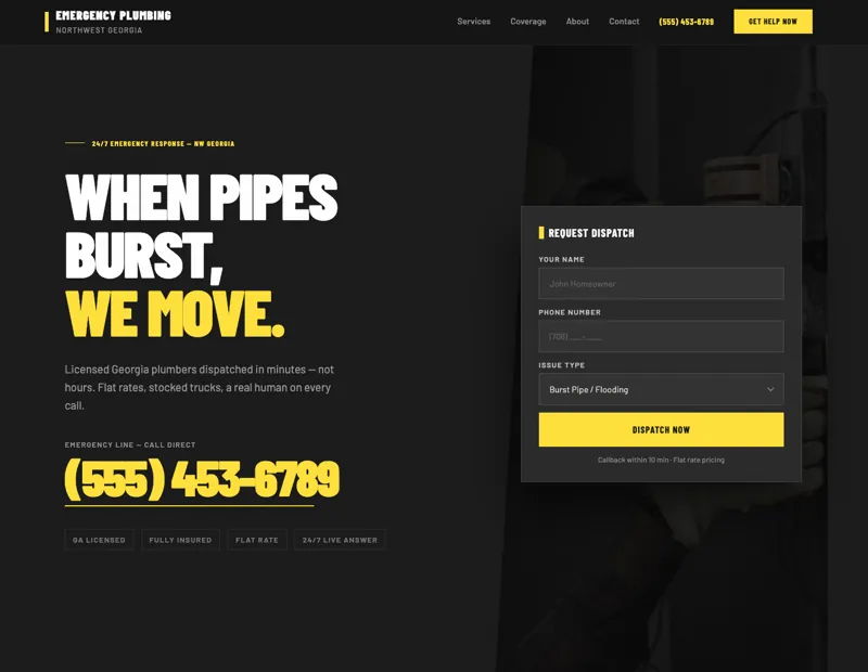 24/7 Emergency Plumbing Site — built by Verse