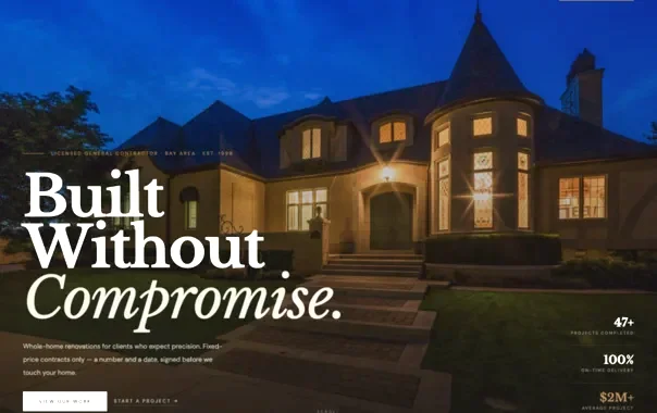 Remodeling contractor website built by Verse Tech - project gallery and quote form